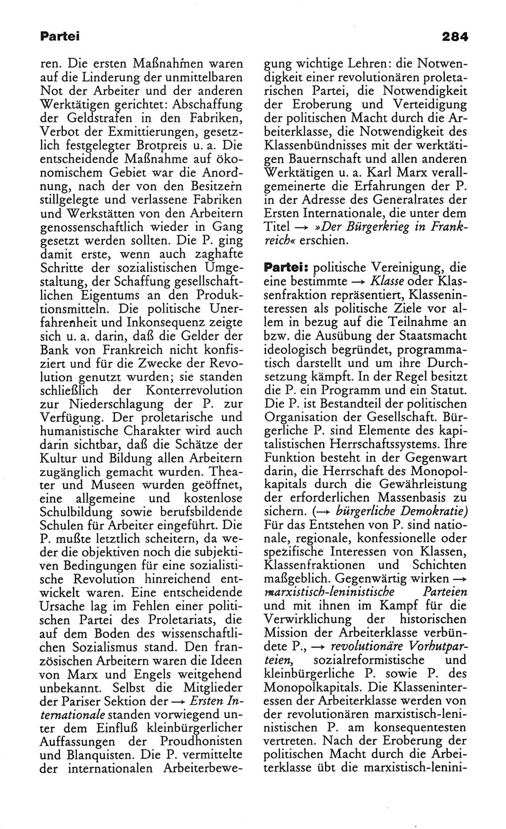 Wörterbuch des wissenschaftlichen Kommunismus [Deutsche Demokratische Republik (DDR)] 1982, Seite 284 (Wb. wiss. Komm. DDR 1982, S. 284)