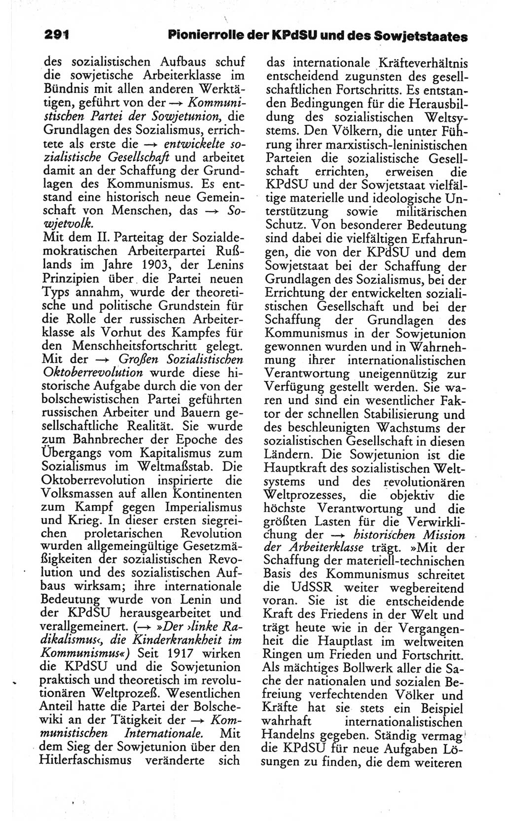 Wörterbuch des wissenschaftlichen Kommunismus [Deutsche Demokratische Republik (DDR)] 1982, Seite 291 (Wb. wiss. Komm. DDR 1982, S. 291)