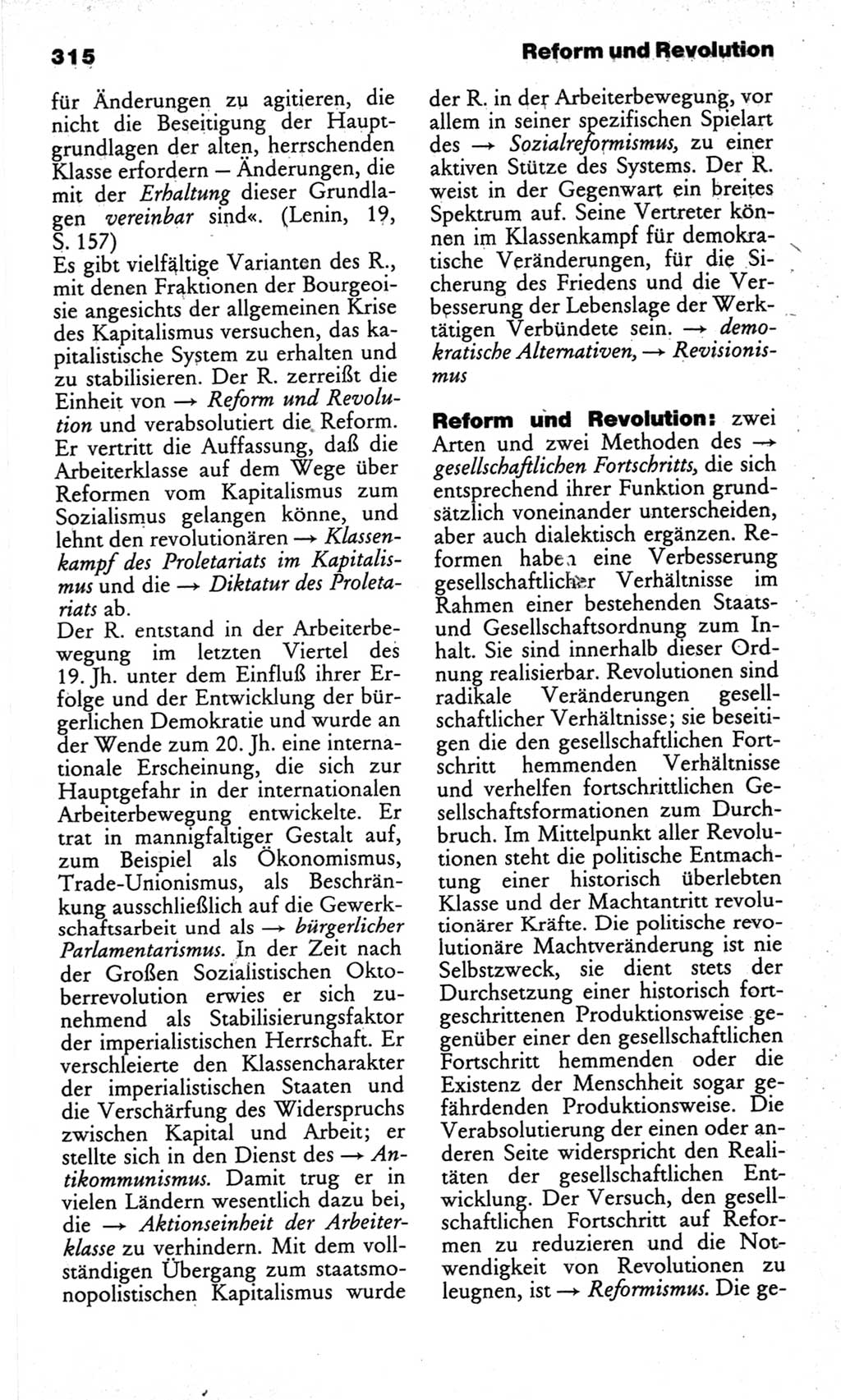 Wörterbuch des wissenschaftlichen Kommunismus [Deutsche Demokratische Republik (DDR)] 1982, Seite 315 (Wb. wiss. Komm. DDR 1982, S. 315)