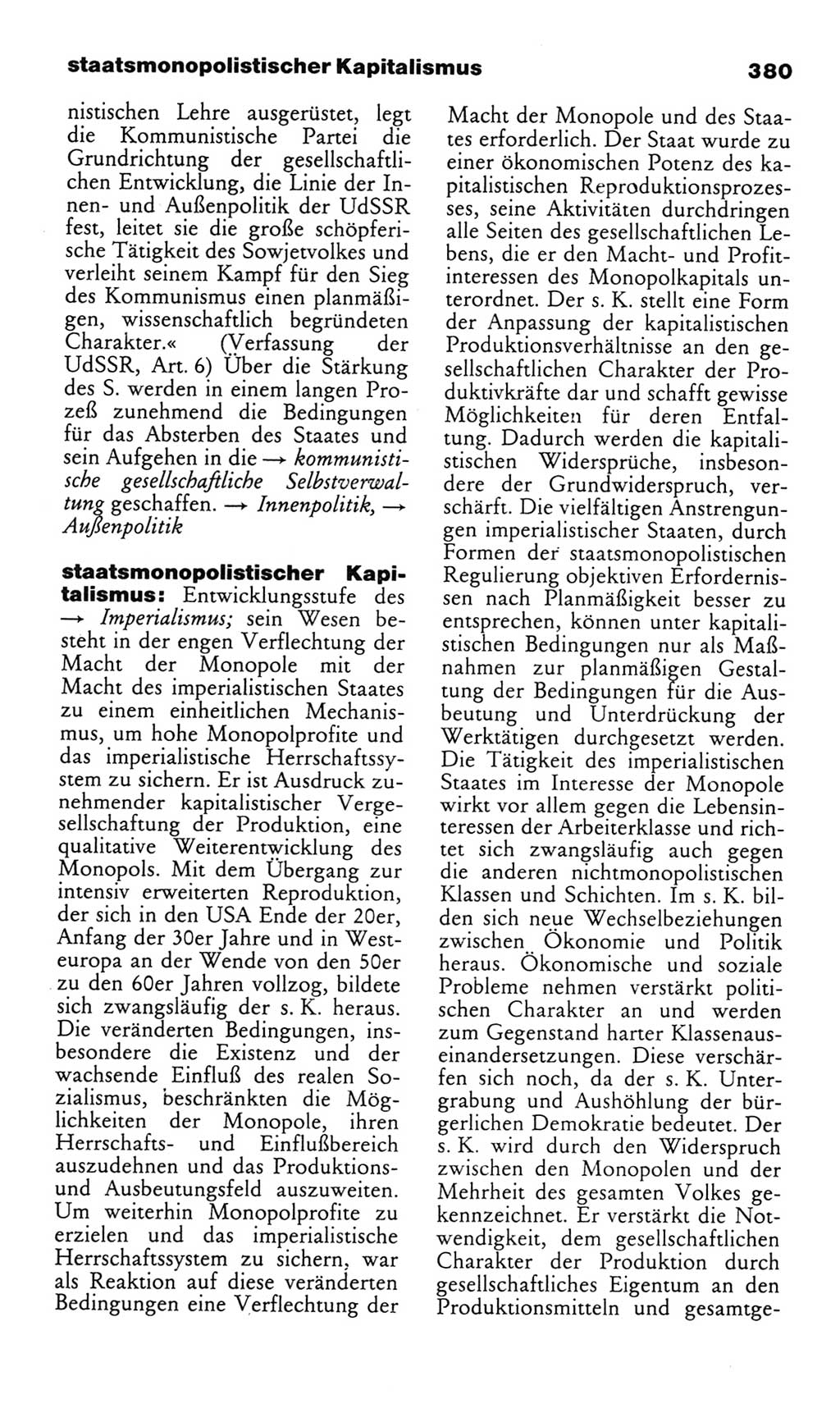 Wörterbuch des wissenschaftlichen Kommunismus [Deutsche Demokratische Republik (DDR)] 1982, Seite 380 (Wb. wiss. Komm. DDR 1982, S. 380)