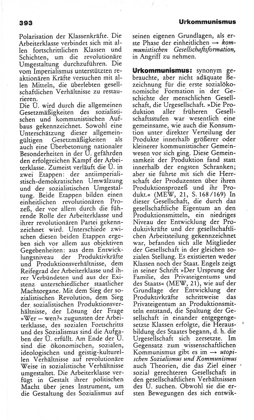Wörterbuch des wissenschaftlichen Kommunismus [Deutsche Demokratische Republik (DDR)] 1982, Seite 393 (Wb. wiss. Komm. DDR 1982, S. 393)