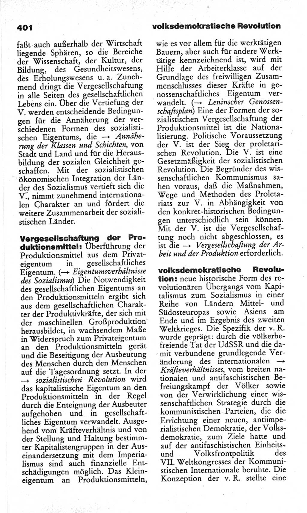 Wörterbuch des wissenschaftlichen Kommunismus [Deutsche Demokratische Republik (DDR)] 1982, Seite 401 (Wb. wiss. Komm. DDR 1982, S. 401)