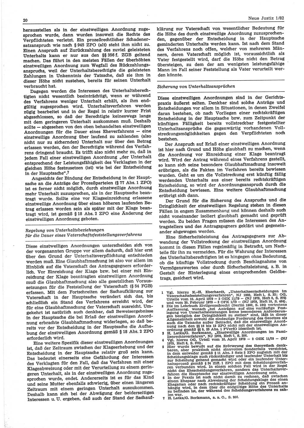 Neue Justiz (NJ), Zeitschrift für sozialistisches Recht und Gesetzlichkeit [Deutsche Demokratische Republik (DDR)], 36. Jahrgang 1982, Seite 20 (NJ DDR 1982, S. 20)