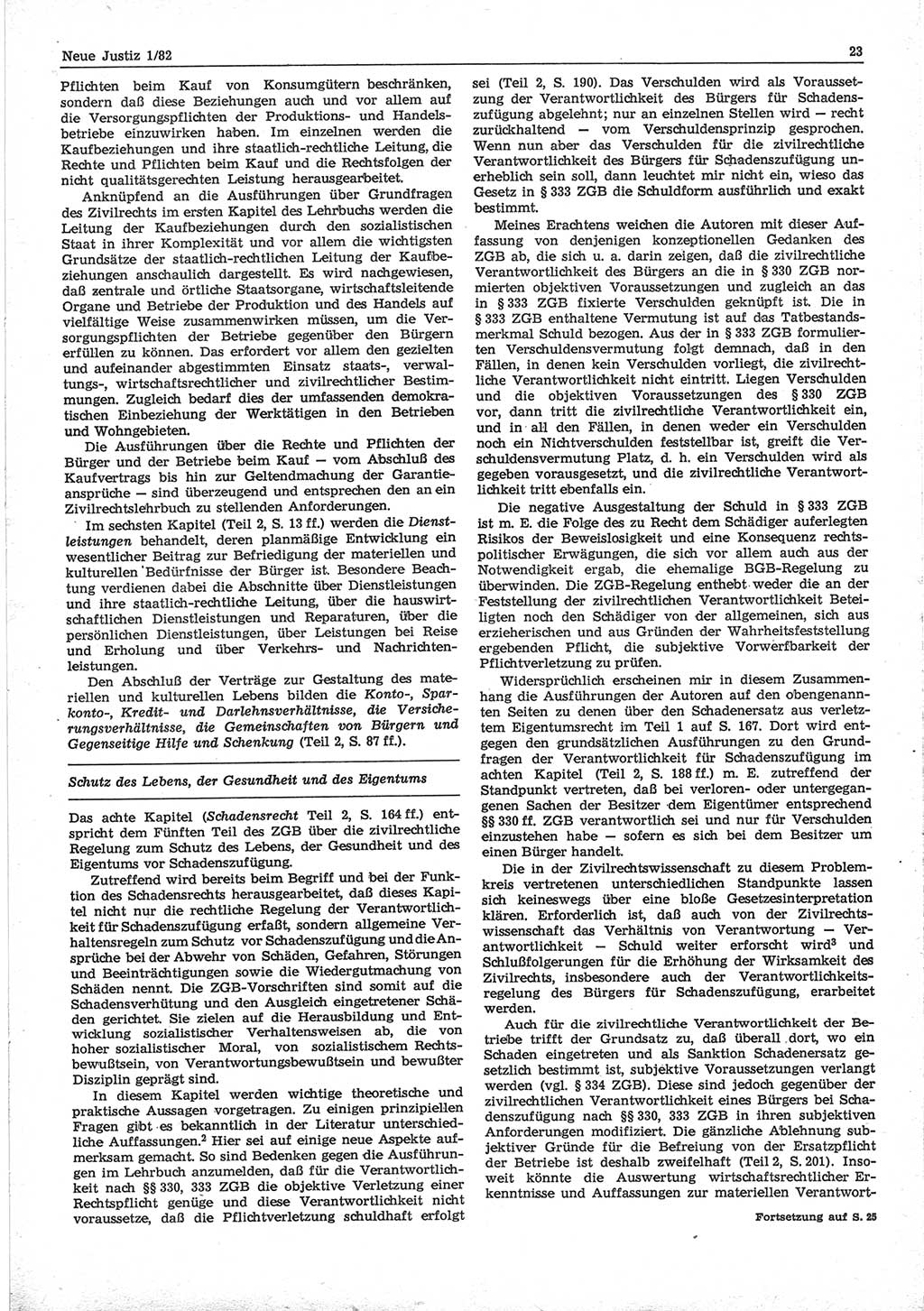 Neue Justiz (NJ), Zeitschrift für sozialistisches Recht und Gesetzlichkeit [Deutsche Demokratische Republik (DDR)], 36. Jahrgang 1982, Seite 23 (NJ DDR 1982, S. 23)