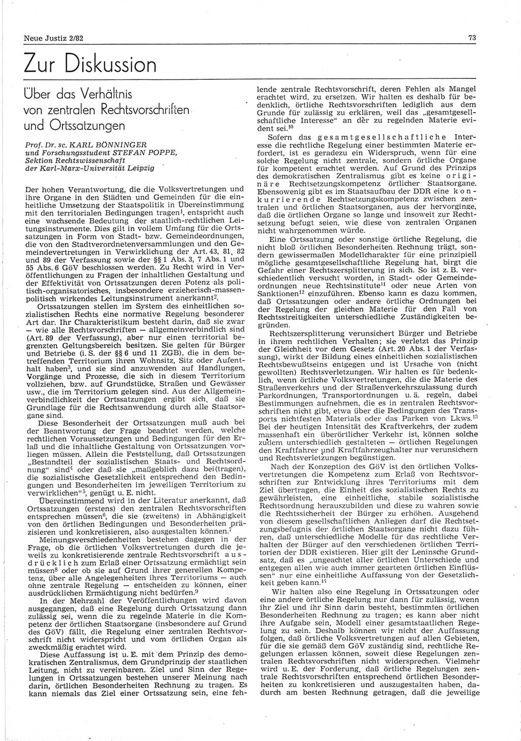Neue Justiz (NJ), Zeitschrift für sozialistisches Recht und Gesetzlichkeit [Deutsche Demokratische Republik (DDR)], 36. Jahrgang 1982, Seite 73 (NJ DDR 1982, S. 73)
