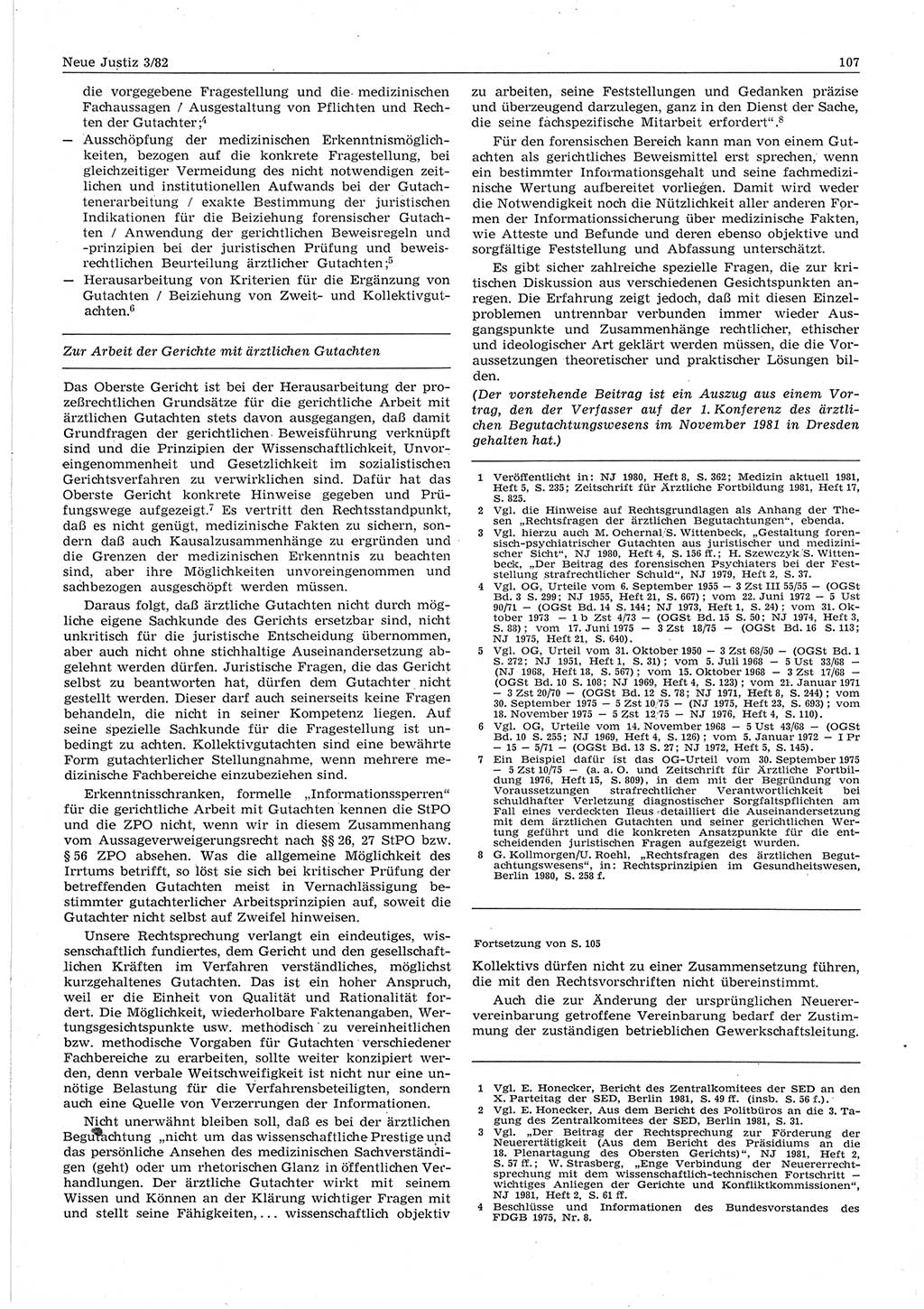 Neue Justiz (NJ), Zeitschrift für sozialistisches Recht und Gesetzlichkeit [Deutsche Demokratische Republik (DDR)], 36. Jahrgang 1982, Seite 107 (NJ DDR 1982, S. 107)