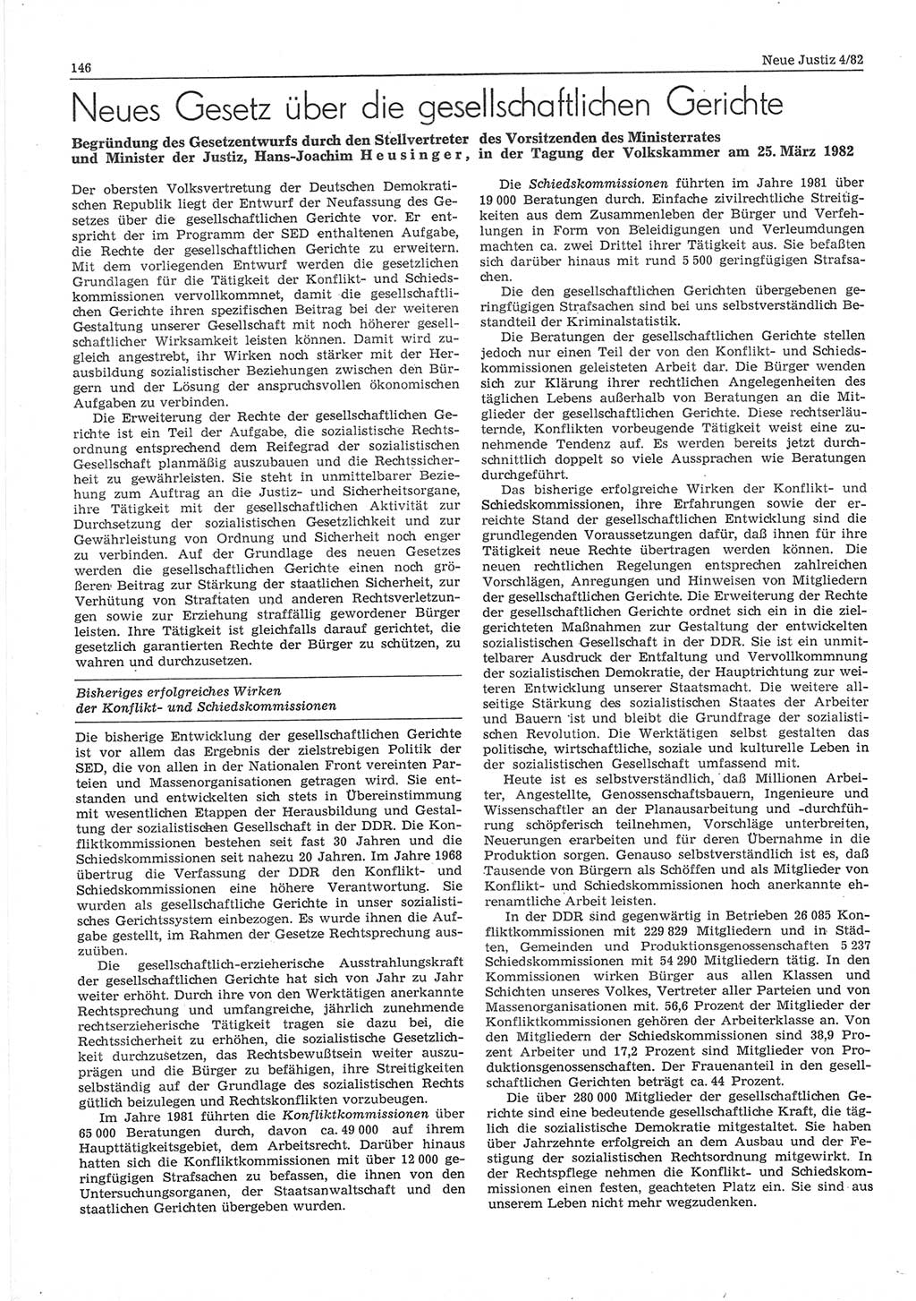 Neue Justiz (NJ), Zeitschrift für sozialistisches Recht und Gesetzlichkeit [Deutsche Demokratische Republik (DDR)], 36. Jahrgang 1982, Seite 146 (NJ DDR 1982, S. 146)