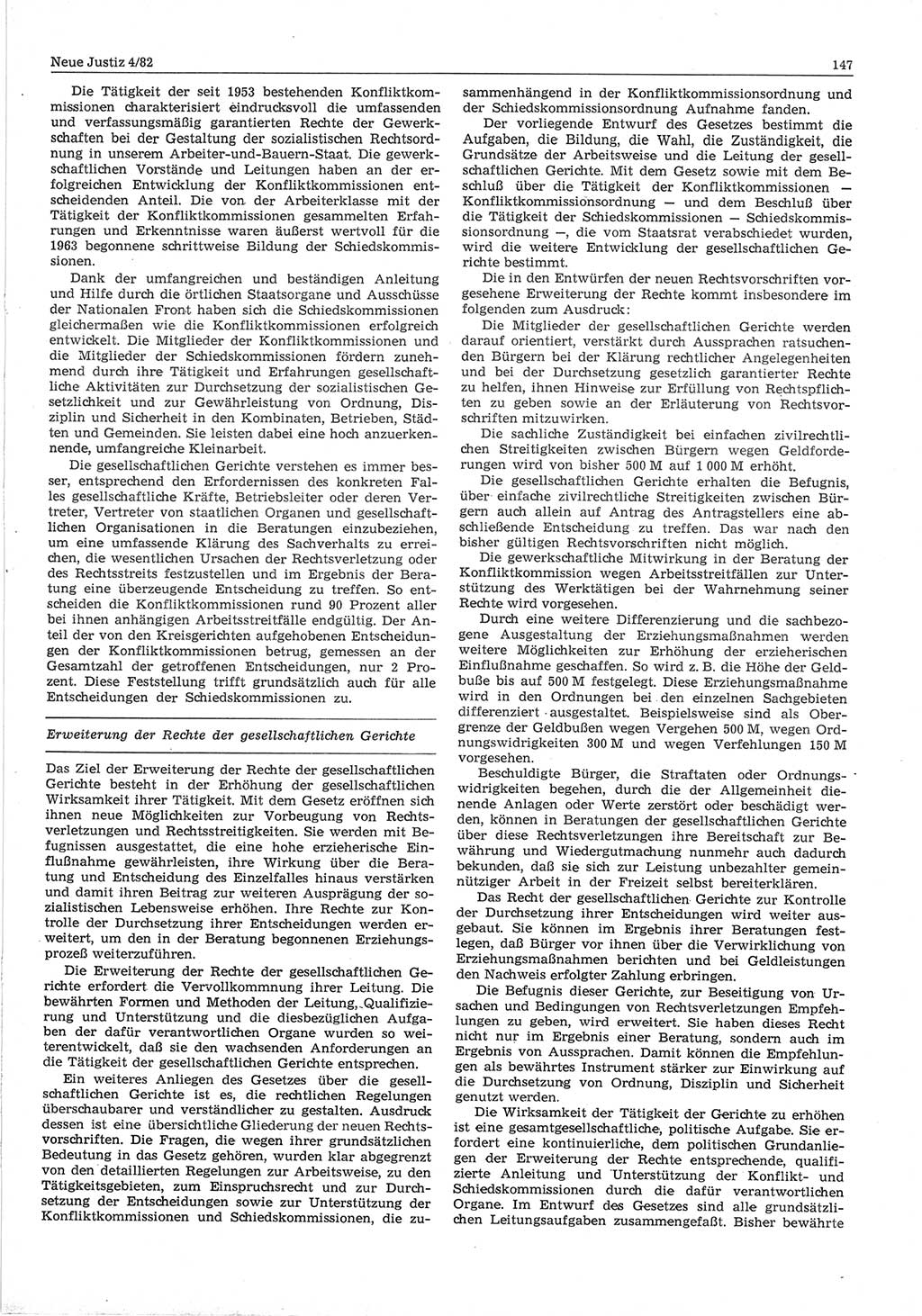 Neue Justiz (NJ), Zeitschrift für sozialistisches Recht und Gesetzlichkeit [Deutsche Demokratische Republik (DDR)], 36. Jahrgang 1982, Seite 147 (NJ DDR 1982, S. 147)