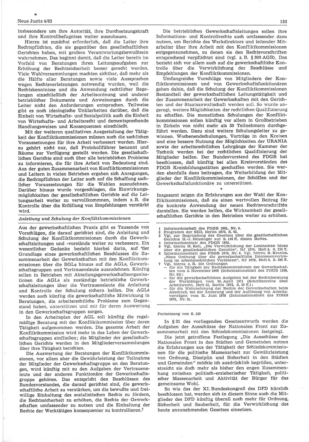 Neue Justiz (NJ), Zeitschrift für sozialistisches Recht und Gesetzlichkeit [Deutsche Demokratische Republik (DDR)], 36. Jahrgang 1982, Seite 153 (NJ DDR 1982, S. 153)