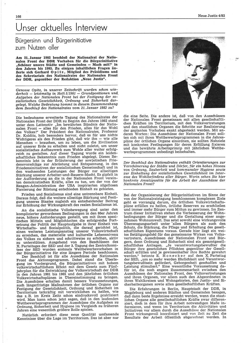 Neue Justiz (NJ), Zeitschrift für sozialistisches Recht und Gesetzlichkeit [Deutsche Demokratische Republik (DDR)], 36. Jahrgang 1982, Seite 166 (NJ DDR 1982, S. 166)
