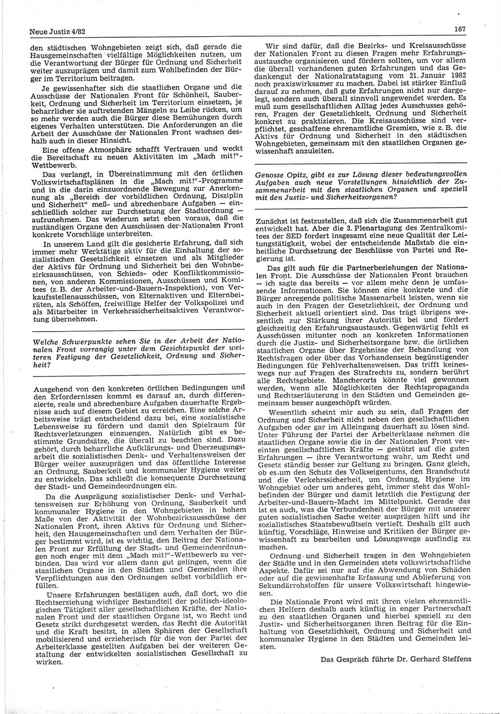 Neue Justiz (NJ), Zeitschrift für sozialistisches Recht und Gesetzlichkeit [Deutsche Demokratische Republik (DDR)], 36. Jahrgang 1982, Seite 167 (NJ DDR 1982, S. 167)