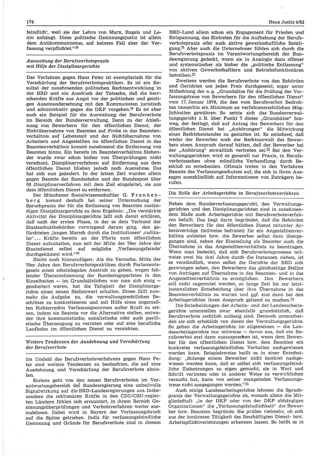 Neue Justiz (NJ), Zeitschrift für sozialistisches Recht und Gesetzlichkeit [Deutsche Demokratische Republik (DDR)], 36. Jahrgang 1982, Seite 174 (NJ DDR 1982, S. 174)
