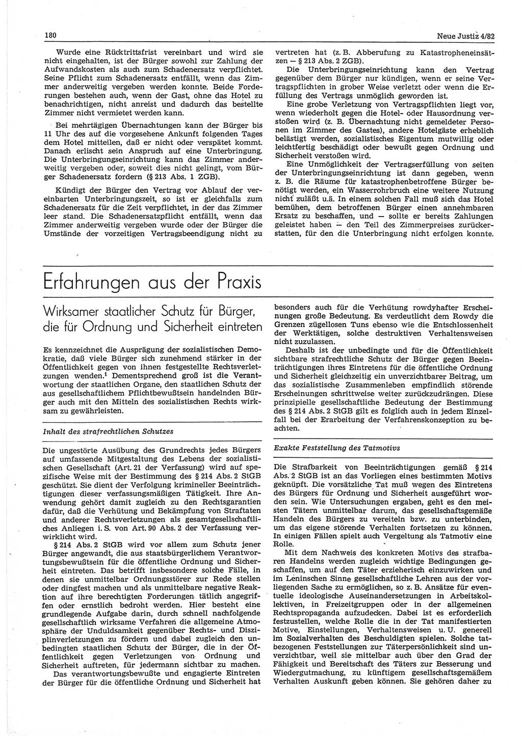 Neue Justiz (NJ), Zeitschrift für sozialistisches Recht und Gesetzlichkeit [Deutsche Demokratische Republik (DDR)], 36. Jahrgang 1982, Seite 180 (NJ DDR 1982, S. 180)