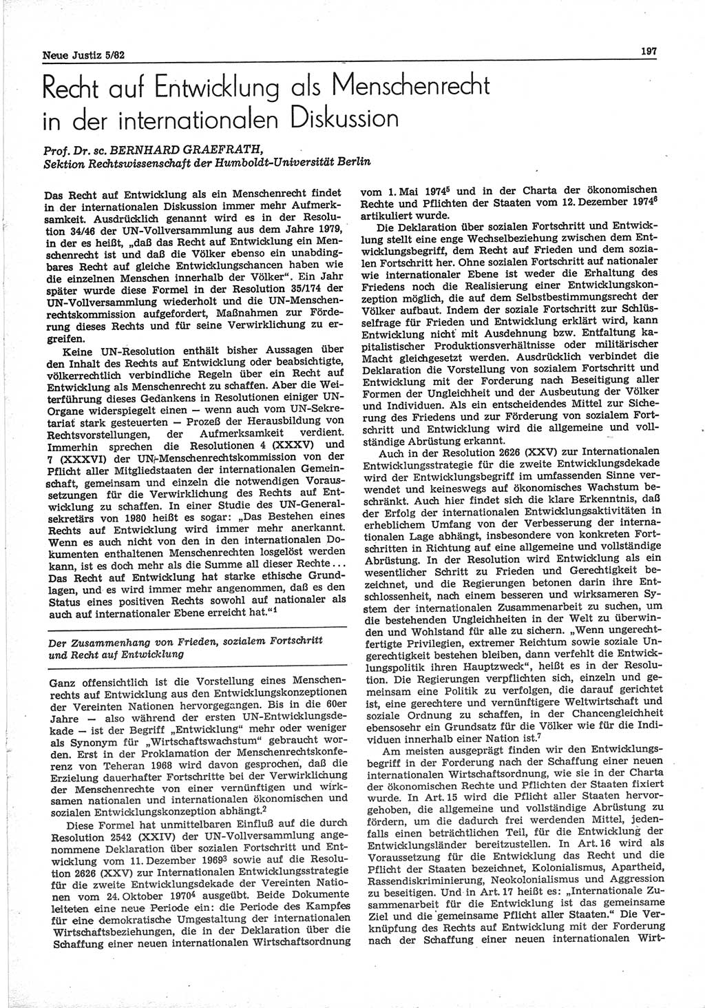 Neue Justiz (NJ), Zeitschrift für sozialistisches Recht und Gesetzlichkeit [Deutsche Demokratische Republik (DDR)], 36. Jahrgang 1982, Seite 197 (NJ DDR 1982, S. 197)