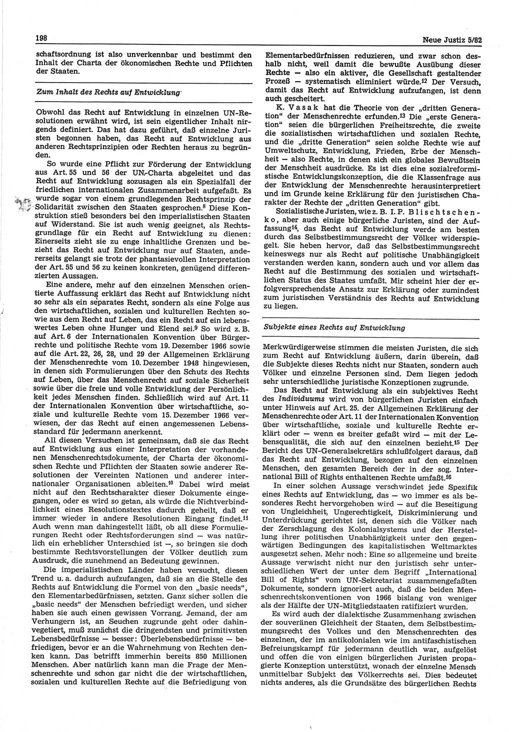 Neue Justiz (NJ), Zeitschrift für sozialistisches Recht und Gesetzlichkeit [Deutsche Demokratische Republik (DDR)], 36. Jahrgang 1982, Seite 198 (NJ DDR 1982, S. 198)
