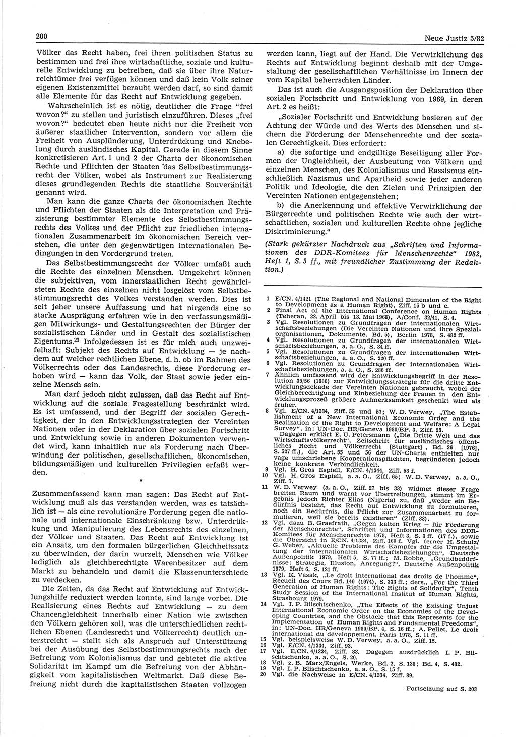 Neue Justiz (NJ), Zeitschrift für sozialistisches Recht und Gesetzlichkeit [Deutsche Demokratische Republik (DDR)], 36. Jahrgang 1982, Seite 200 (NJ DDR 1982, S. 200)