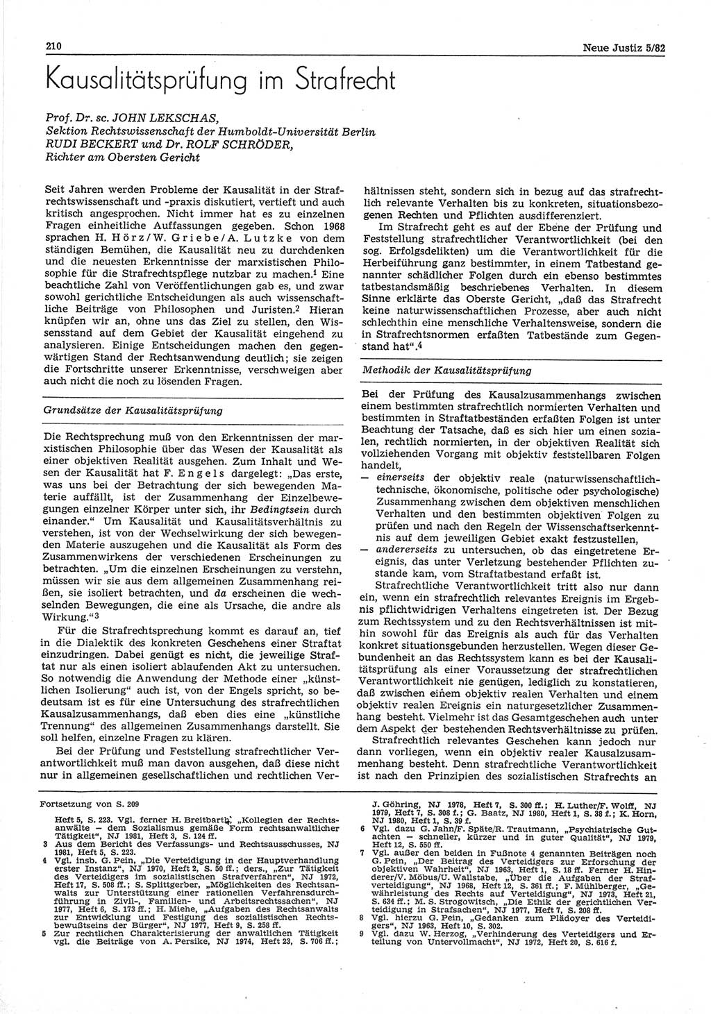 Neue Justiz (NJ), Zeitschrift für sozialistisches Recht und Gesetzlichkeit [Deutsche Demokratische Republik (DDR)], 36. Jahrgang 1982, Seite 210 (NJ DDR 1982, S. 210)
