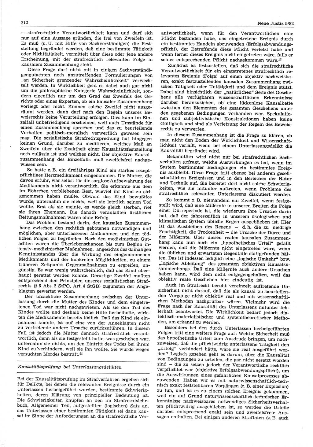 Neue Justiz (NJ), Zeitschrift für sozialistisches Recht und Gesetzlichkeit [Deutsche Demokratische Republik (DDR)], 36. Jahrgang 1982, Seite 212 (NJ DDR 1982, S. 212)