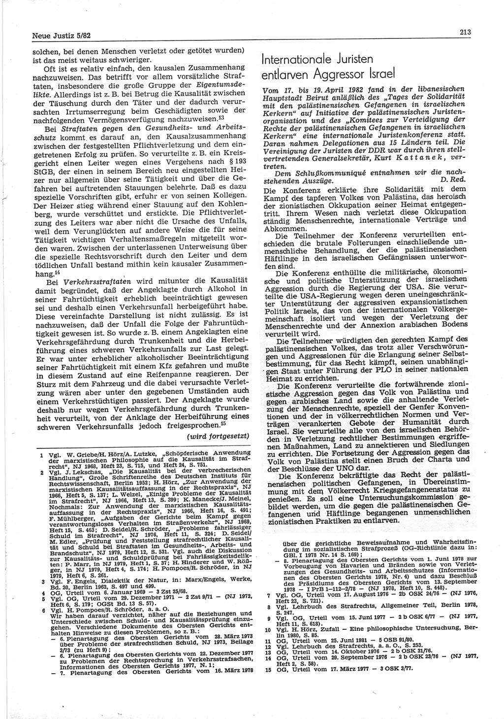 Neue Justiz (NJ), Zeitschrift für sozialistisches Recht und Gesetzlichkeit [Deutsche Demokratische Republik (DDR)], 36. Jahrgang 1982, Seite 213 (NJ DDR 1982, S. 213)