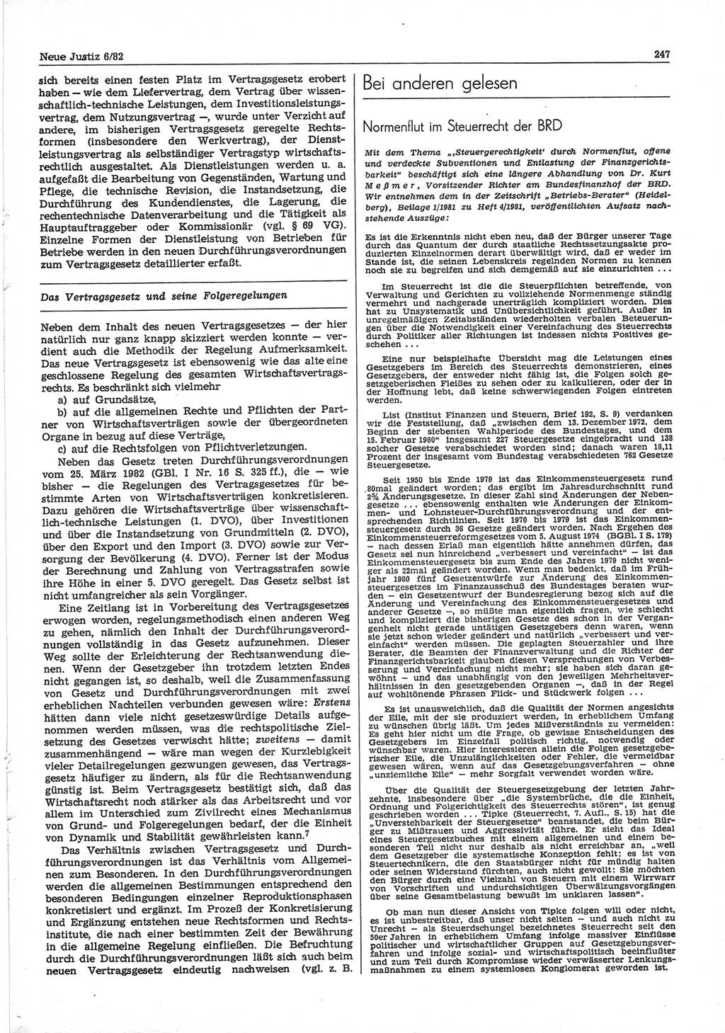 Neue Justiz (NJ), Zeitschrift für sozialistisches Recht und Gesetzlichkeit [Deutsche Demokratische Republik (DDR)], 36. Jahrgang 1982, Seite 247 (NJ DDR 1982, S. 247)