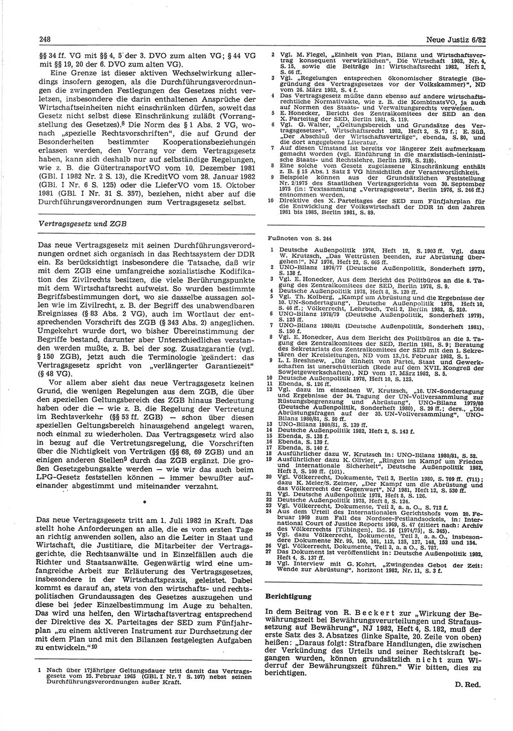 Neue Justiz (NJ), Zeitschrift für sozialistisches Recht und Gesetzlichkeit [Deutsche Demokratische Republik (DDR)], 36. Jahrgang 1982, Seite 248 (NJ DDR 1982, S. 248)