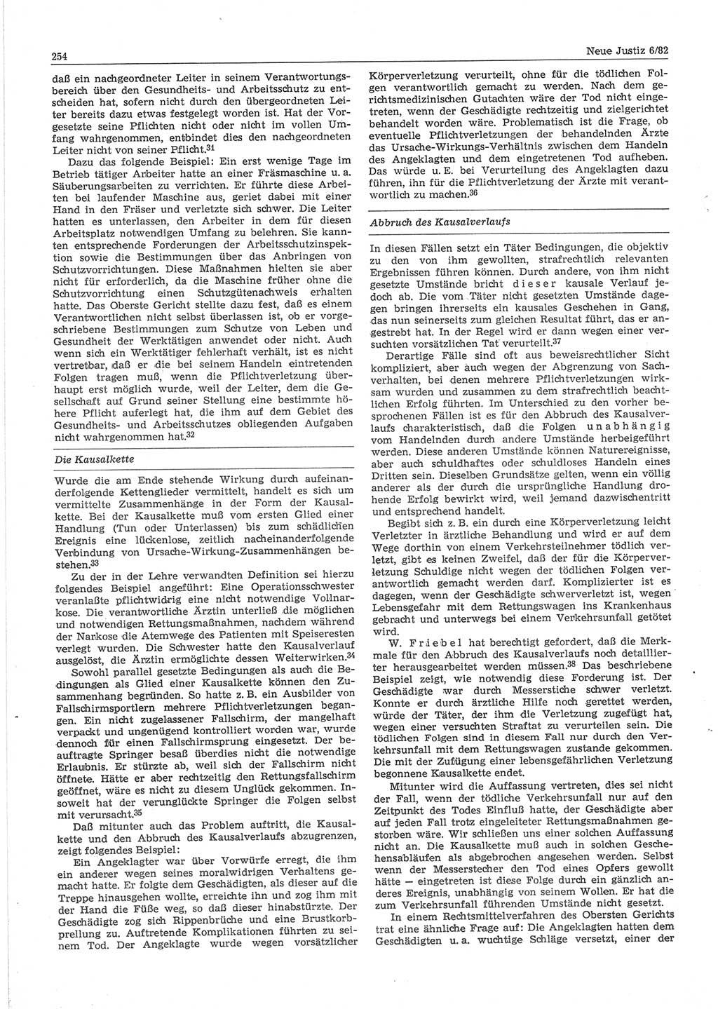 Neue Justiz (NJ), Zeitschrift für sozialistisches Recht und Gesetzlichkeit [Deutsche Demokratische Republik (DDR)], 36. Jahrgang 1982, Seite 254 (NJ DDR 1982, S. 254)