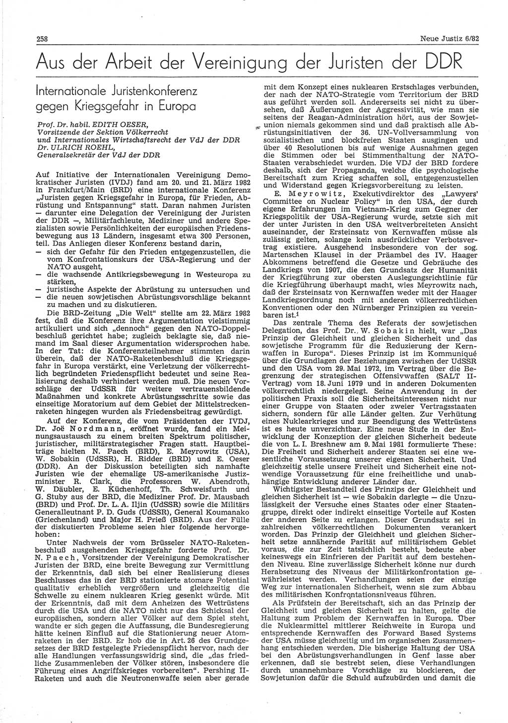 Neue Justiz (NJ), Zeitschrift für sozialistisches Recht und Gesetzlichkeit [Deutsche Demokratische Republik (DDR)], 36. Jahrgang 1982, Seite 258 (NJ DDR 1982, S. 258)