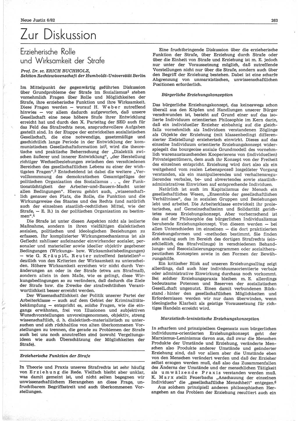 Neue Justiz (NJ), Zeitschrift für sozialistisches Recht und Gesetzlichkeit [Deutsche Demokratische Republik (DDR)], 36. Jahrgang 1982, Seite 263 (NJ DDR 1982, S. 263)