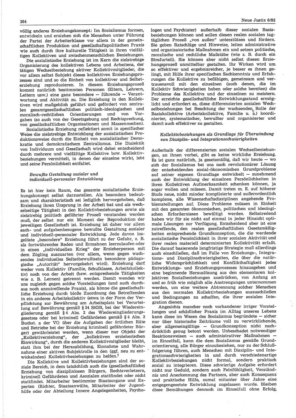 Neue Justiz (NJ), Zeitschrift für sozialistisches Recht und Gesetzlichkeit [Deutsche Demokratische Republik (DDR)], 36. Jahrgang 1982, Seite 264 (NJ DDR 1982, S. 264)