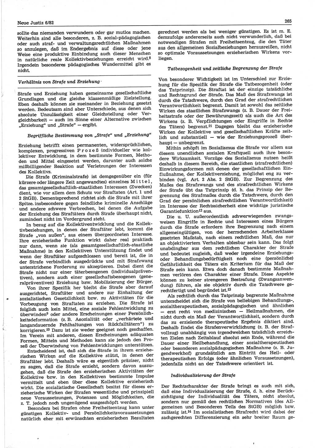 Neue Justiz (NJ), Zeitschrift für sozialistisches Recht und Gesetzlichkeit [Deutsche Demokratische Republik (DDR)], 36. Jahrgang 1982, Seite 265 (NJ DDR 1982, S. 265)