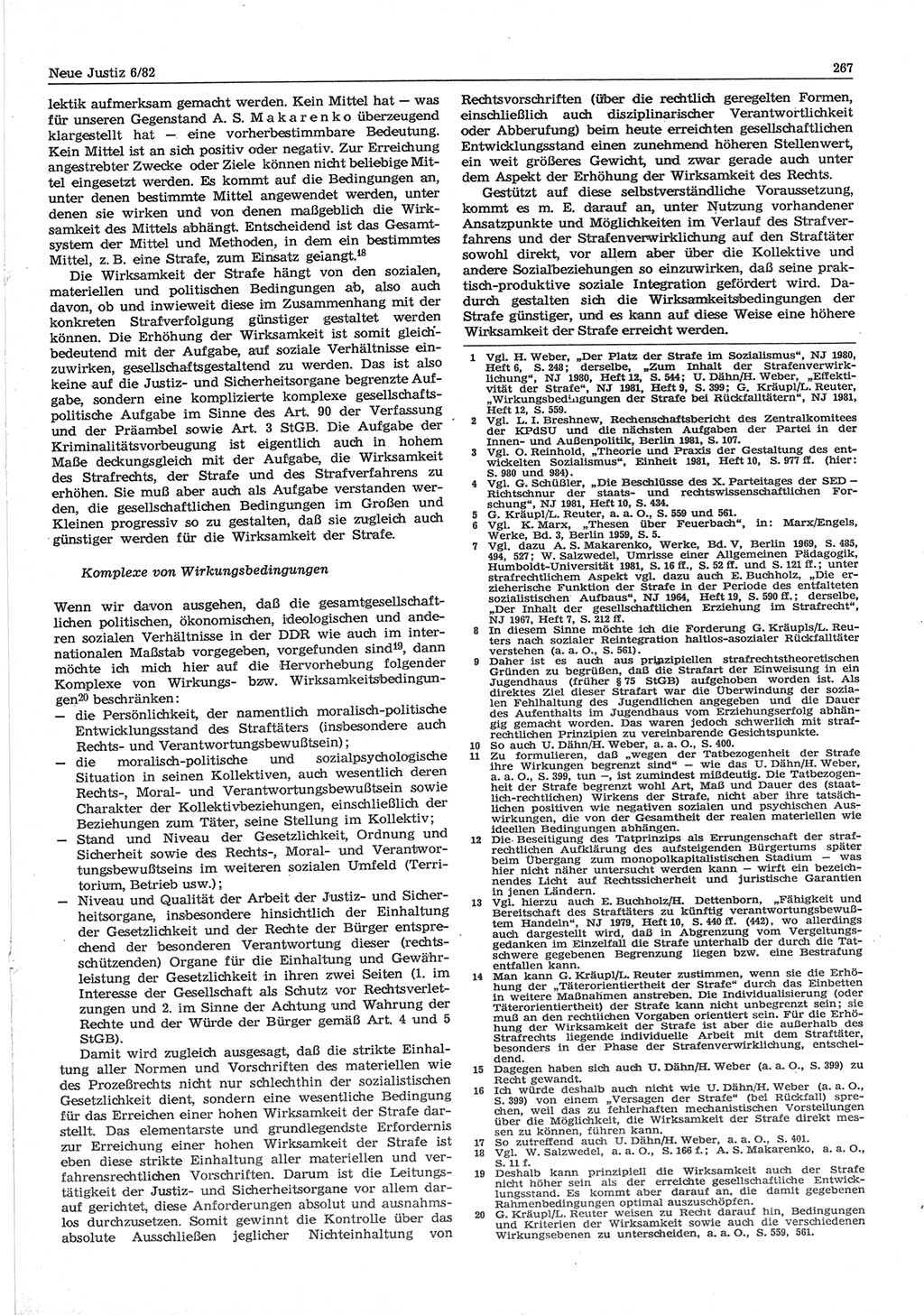 Neue Justiz (NJ), Zeitschrift für sozialistisches Recht und Gesetzlichkeit [Deutsche Demokratische Republik (DDR)], 36. Jahrgang 1982, Seite 267 (NJ DDR 1982, S. 267)