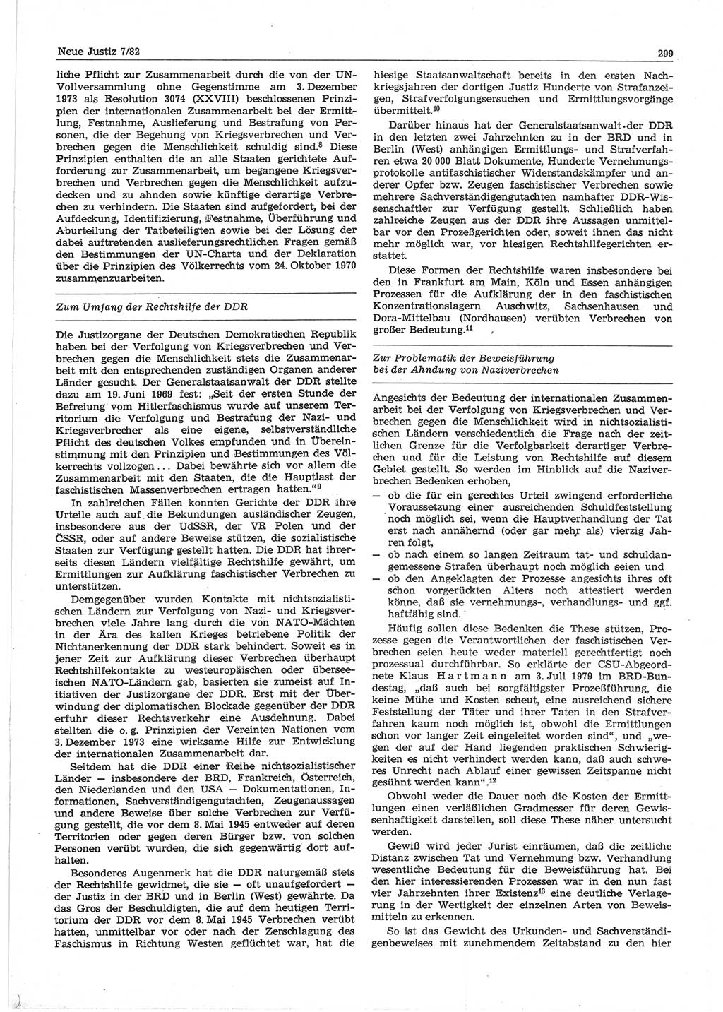 Neue Justiz (NJ), Zeitschrift für sozialistisches Recht und Gesetzlichkeit [Deutsche Demokratische Republik (DDR)], 36. Jahrgang 1982, Seite 299 (NJ DDR 1982, S. 299)