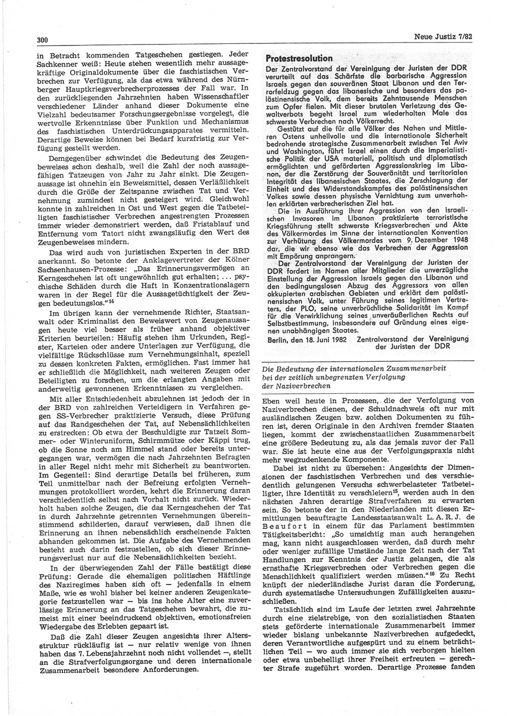 Neue Justiz (NJ), Zeitschrift für sozialistisches Recht und Gesetzlichkeit [Deutsche Demokratische Republik (DDR)], 36. Jahrgang 1982, Seite 300 (NJ DDR 1982, S. 300)
