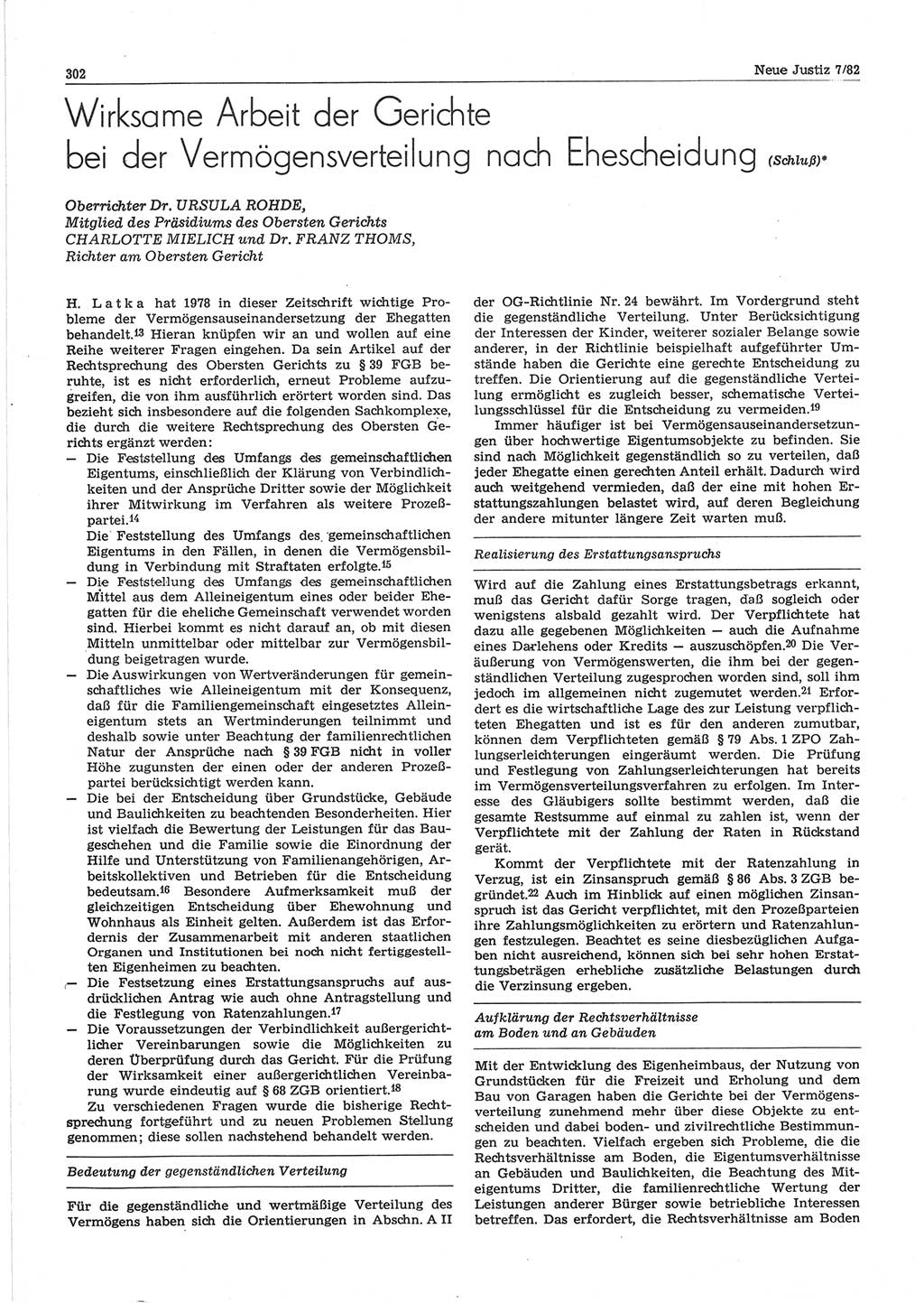 Neue Justiz (NJ), Zeitschrift für sozialistisches Recht und Gesetzlichkeit [Deutsche Demokratische Republik (DDR)], 36. Jahrgang 1982, Seite 302 (NJ DDR 1982, S. 302)