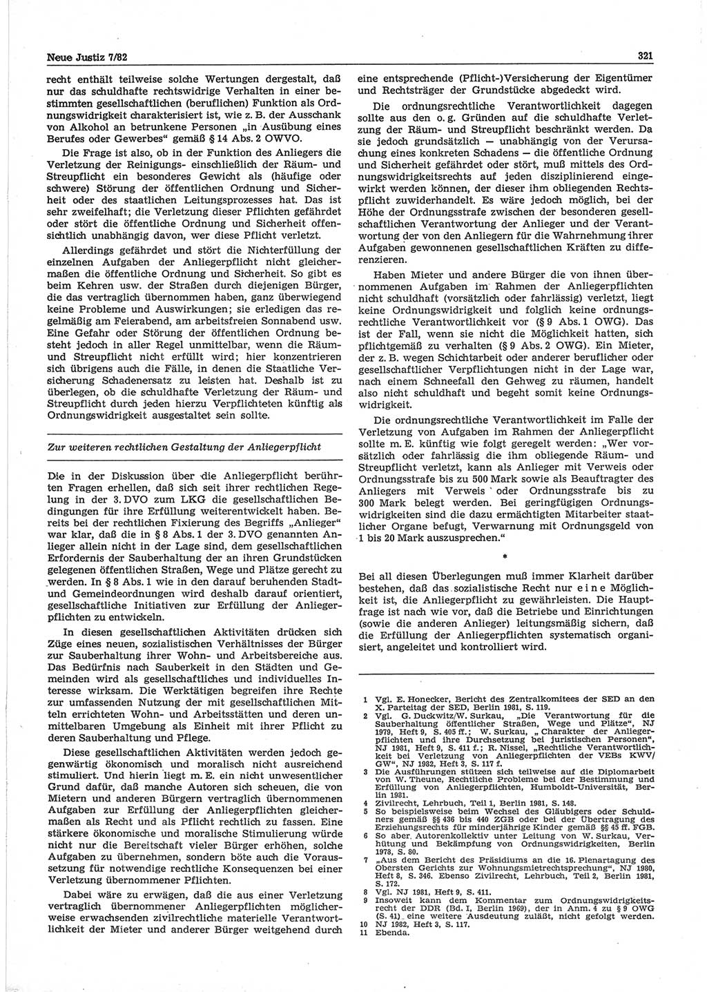 Neue Justiz (NJ), Zeitschrift für sozialistisches Recht und Gesetzlichkeit [Deutsche Demokratische Republik (DDR)], 36. Jahrgang 1982, Seite 321 (NJ DDR 1982, S. 321)