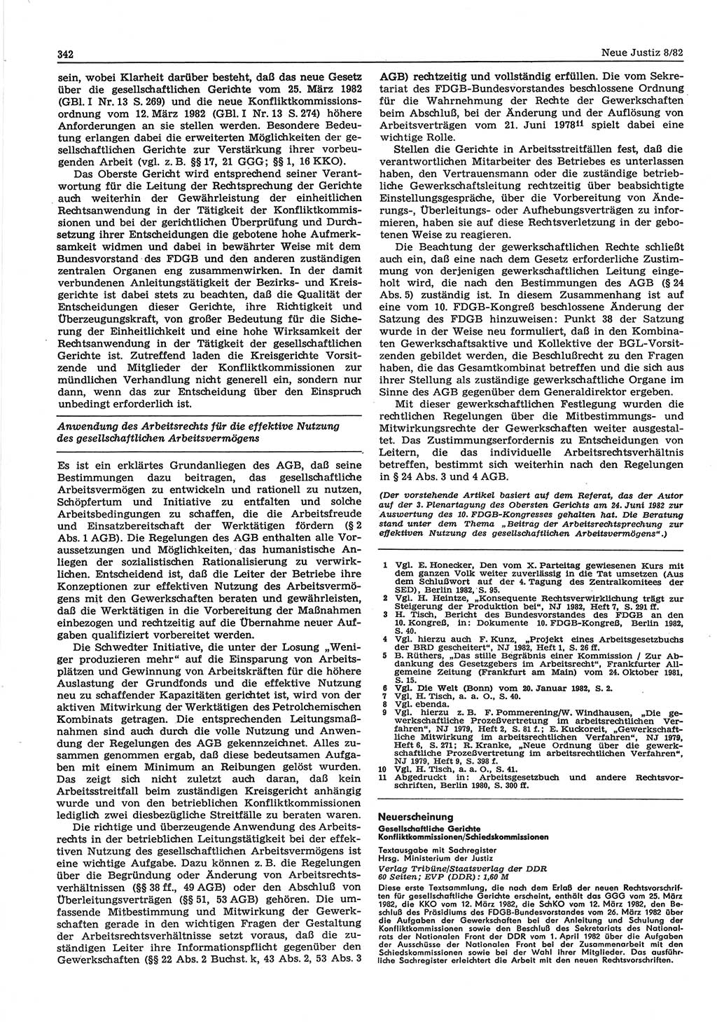 Neue Justiz (NJ), Zeitschrift für sozialistisches Recht und Gesetzlichkeit [Deutsche Demokratische Republik (DDR)], 36. Jahrgang 1982, Seite 342 (NJ DDR 1982, S. 342)