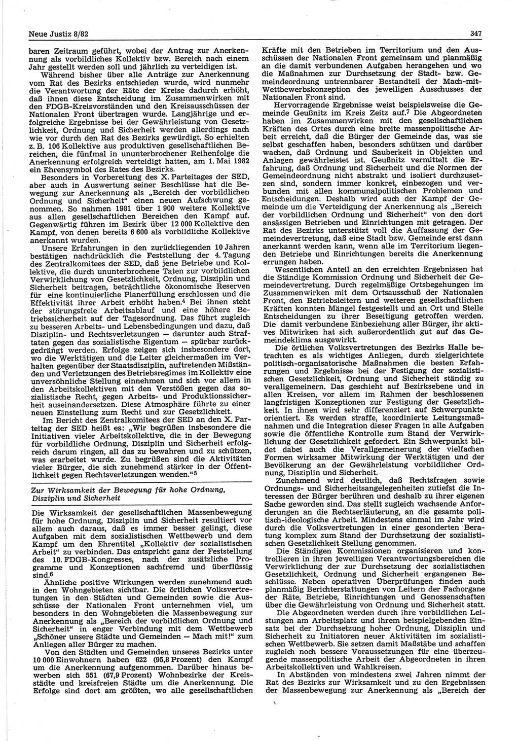 Neue Justiz (NJ), Zeitschrift für sozialistisches Recht und Gesetzlichkeit [Deutsche Demokratische Republik (DDR)], 36. Jahrgang 1982, Seite 347 (NJ DDR 1982, S. 347)