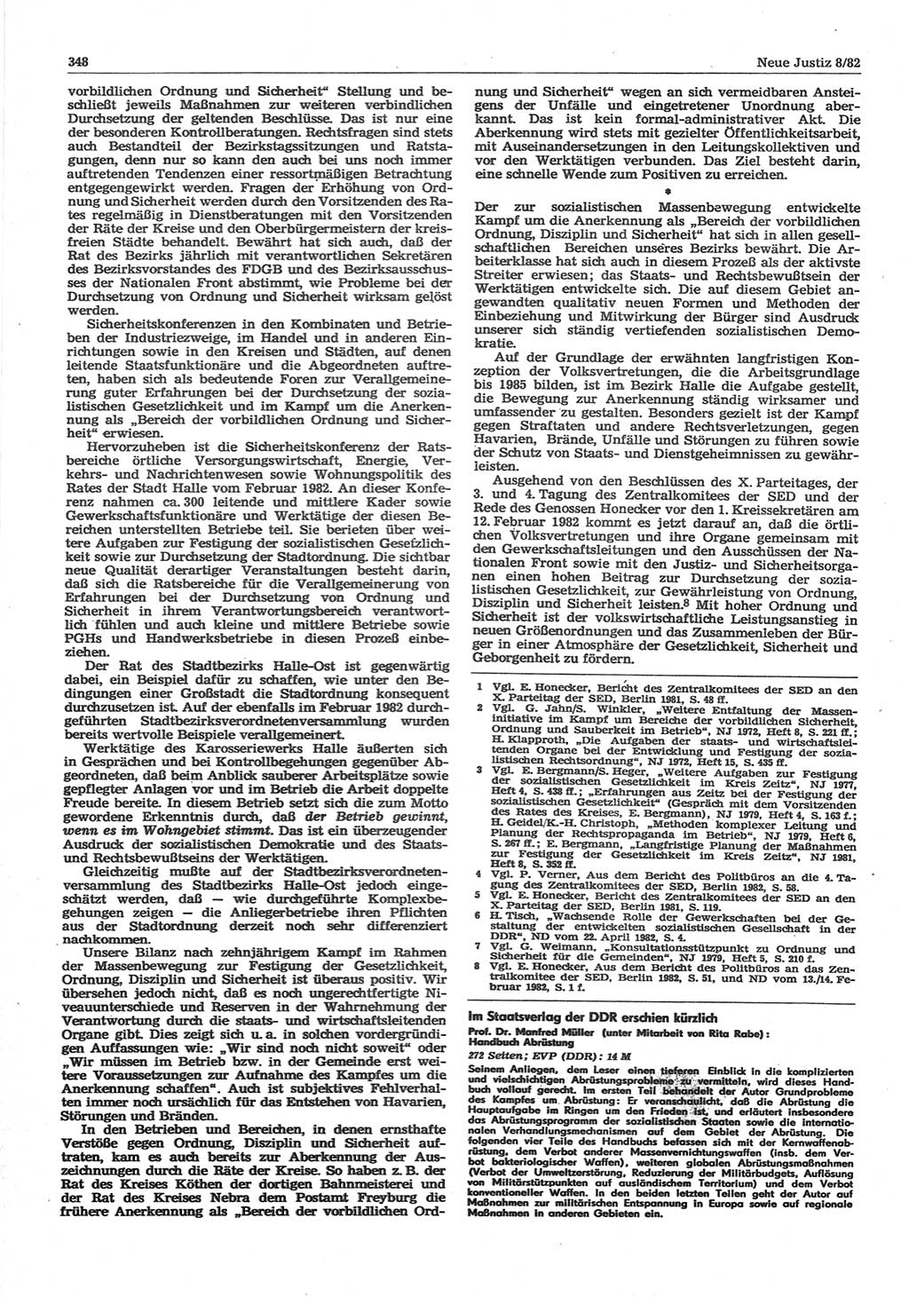 Neue Justiz (NJ), Zeitschrift für sozialistisches Recht und Gesetzlichkeit [Deutsche Demokratische Republik (DDR)], 36. Jahrgang 1982, Seite 348 (NJ DDR 1982, S. 348)