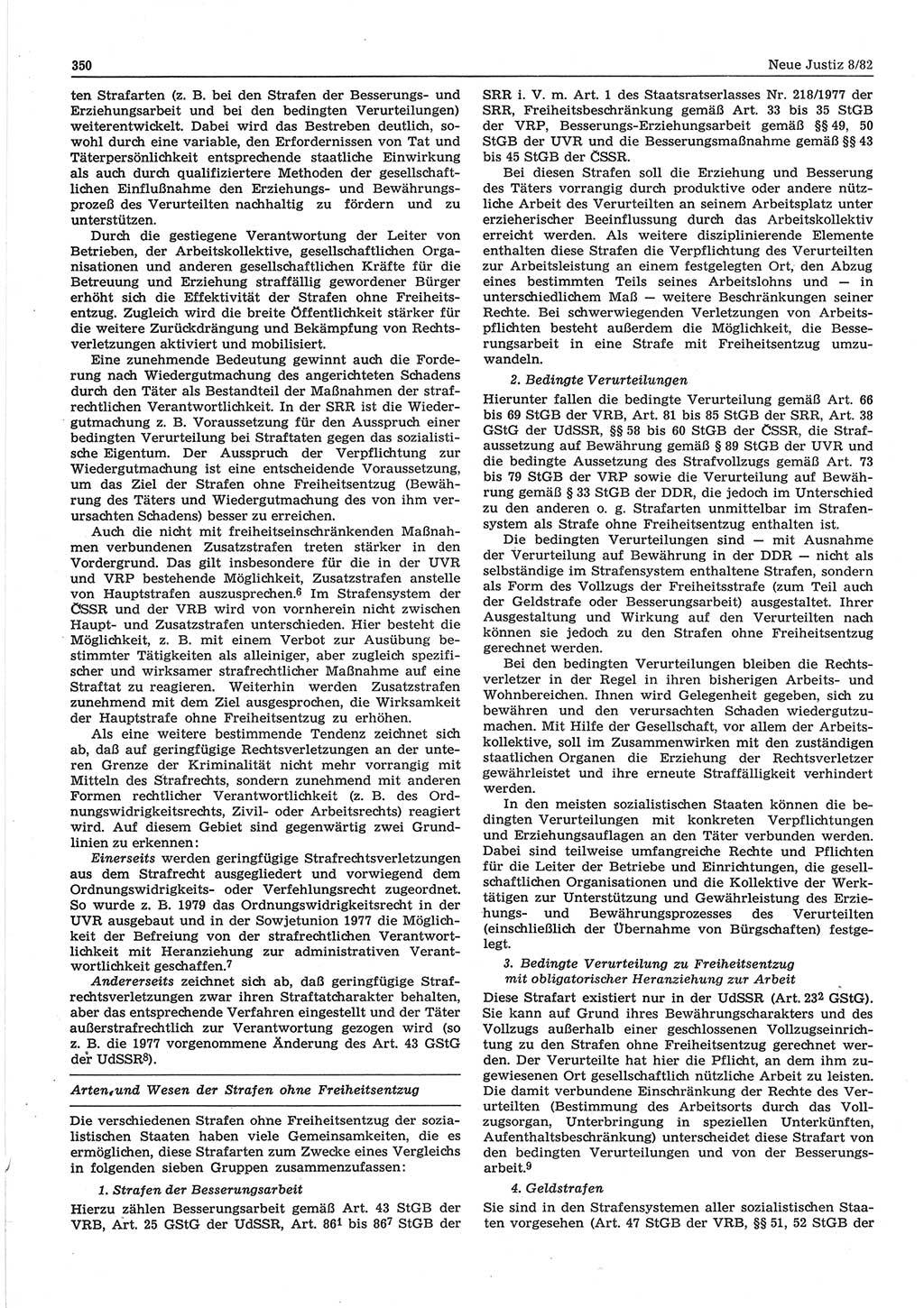 Neue Justiz (NJ), Zeitschrift für sozialistisches Recht und Gesetzlichkeit [Deutsche Demokratische Republik (DDR)], 36. Jahrgang 1982, Seite 350 (NJ DDR 1982, S. 350)