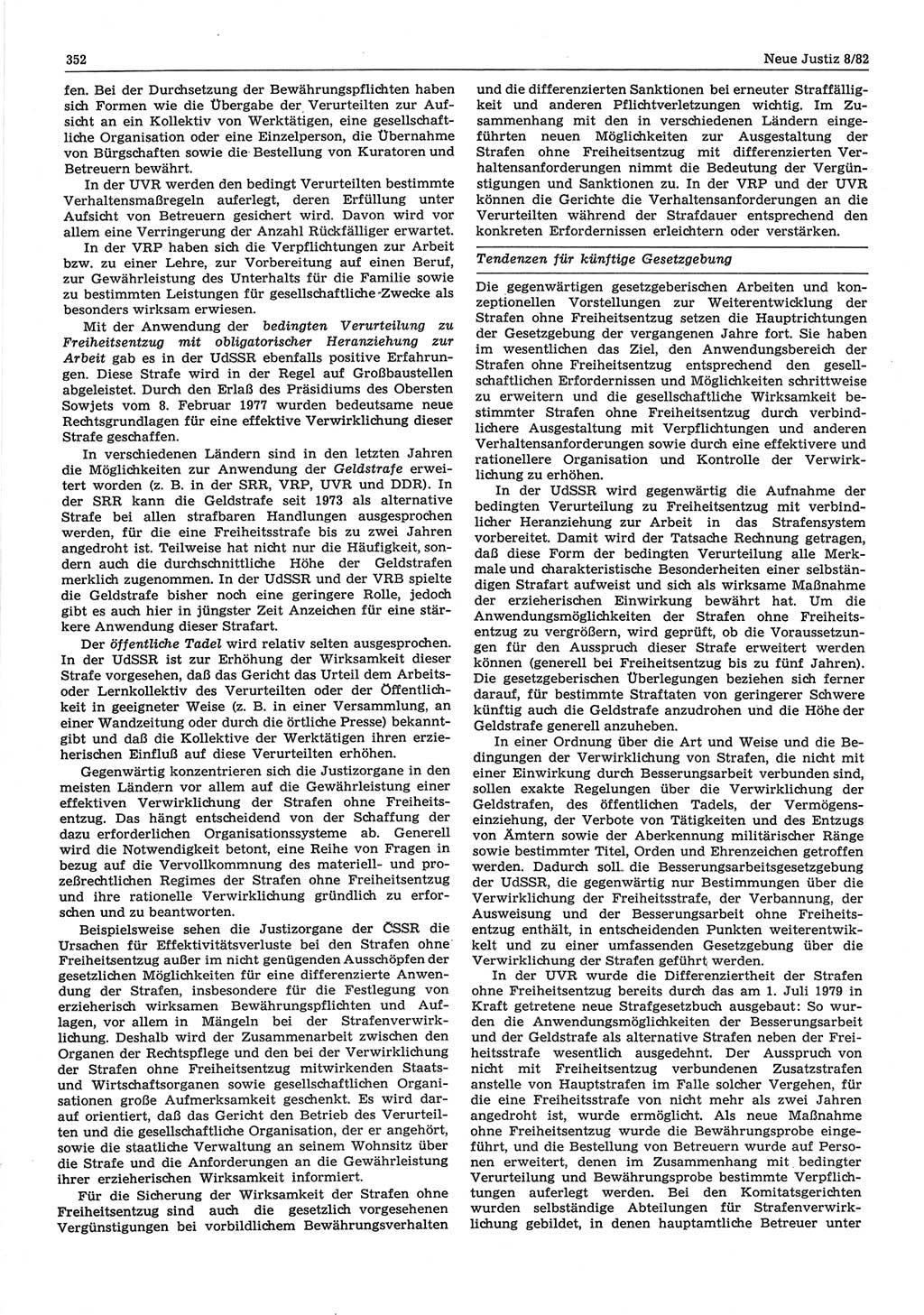 Neue Justiz (NJ), Zeitschrift für sozialistisches Recht und Gesetzlichkeit [Deutsche Demokratische Republik (DDR)], 36. Jahrgang 1982, Seite 352 (NJ DDR 1982, S. 352)