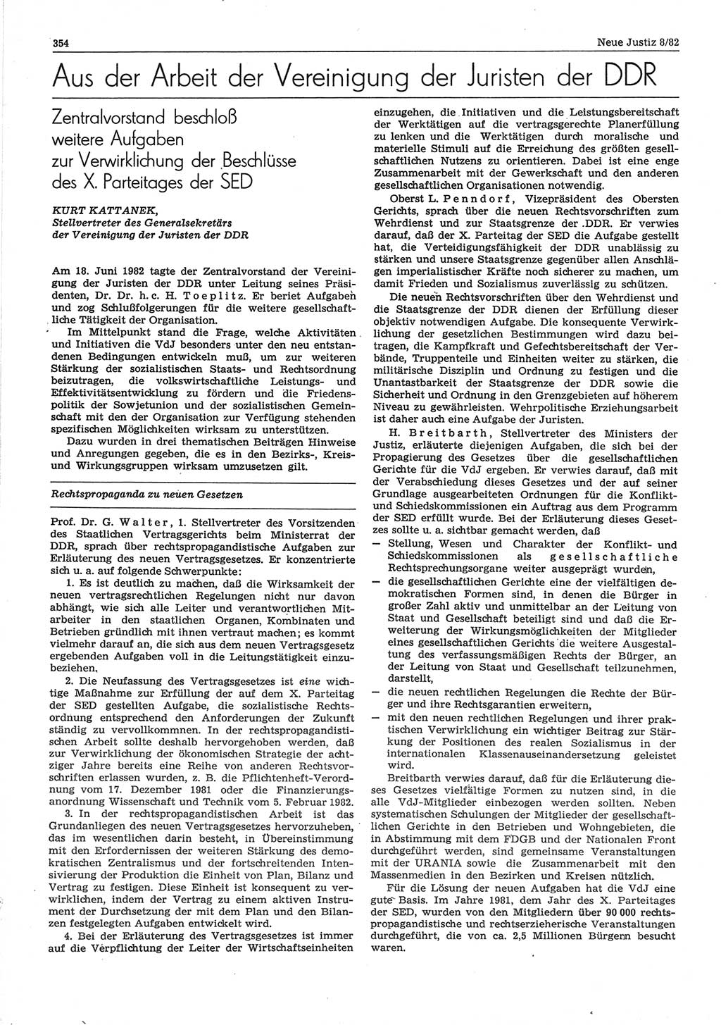 Neue Justiz (NJ), Zeitschrift für sozialistisches Recht und Gesetzlichkeit [Deutsche Demokratische Republik (DDR)], 36. Jahrgang 1982, Seite 354 (NJ DDR 1982, S. 354)