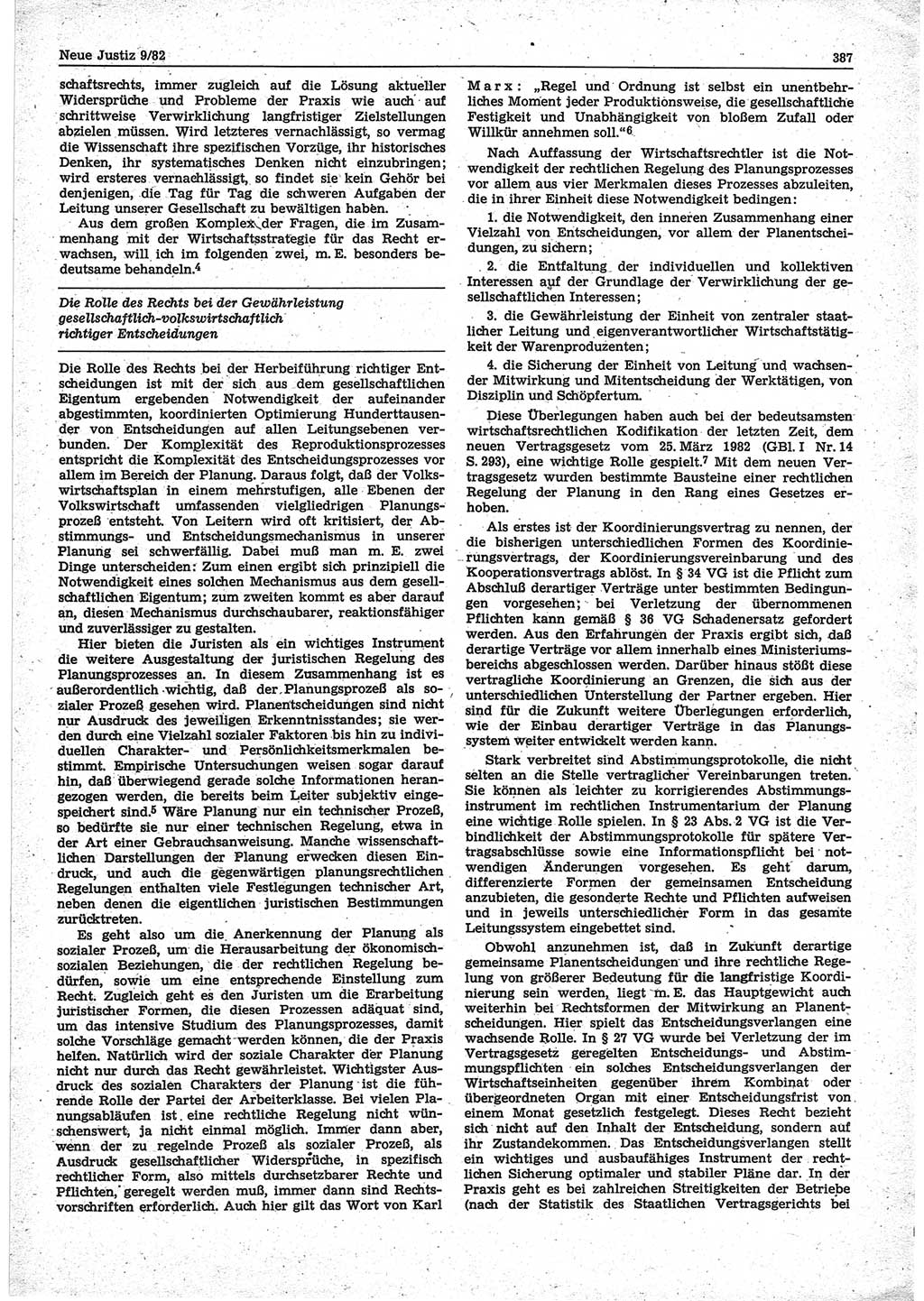 Neue Justiz (NJ), Zeitschrift für sozialistisches Recht und Gesetzlichkeit [Deutsche Demokratische Republik (DDR)], 36. Jahrgang 1982, Seite 387 (NJ DDR 1982, S. 387)