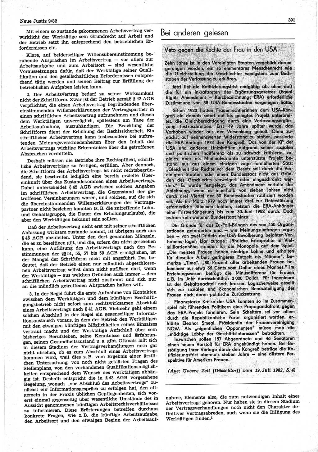 Neue Justiz (NJ), Zeitschrift für sozialistisches Recht und Gesetzlichkeit [Deutsche Demokratische Republik (DDR)], 36. Jahrgang 1982, Seite 391 (NJ DDR 1982, S. 391)