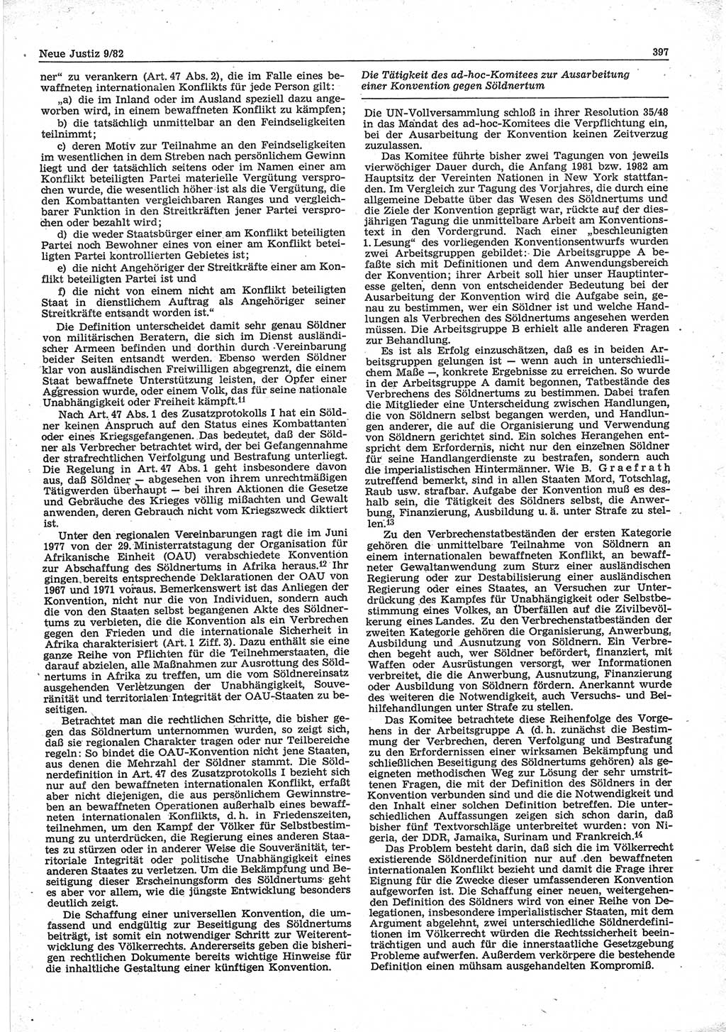 Neue Justiz (NJ), Zeitschrift für sozialistisches Recht und Gesetzlichkeit [Deutsche Demokratische Republik (DDR)], 36. Jahrgang 1982, Seite 397 (NJ DDR 1982, S. 397)