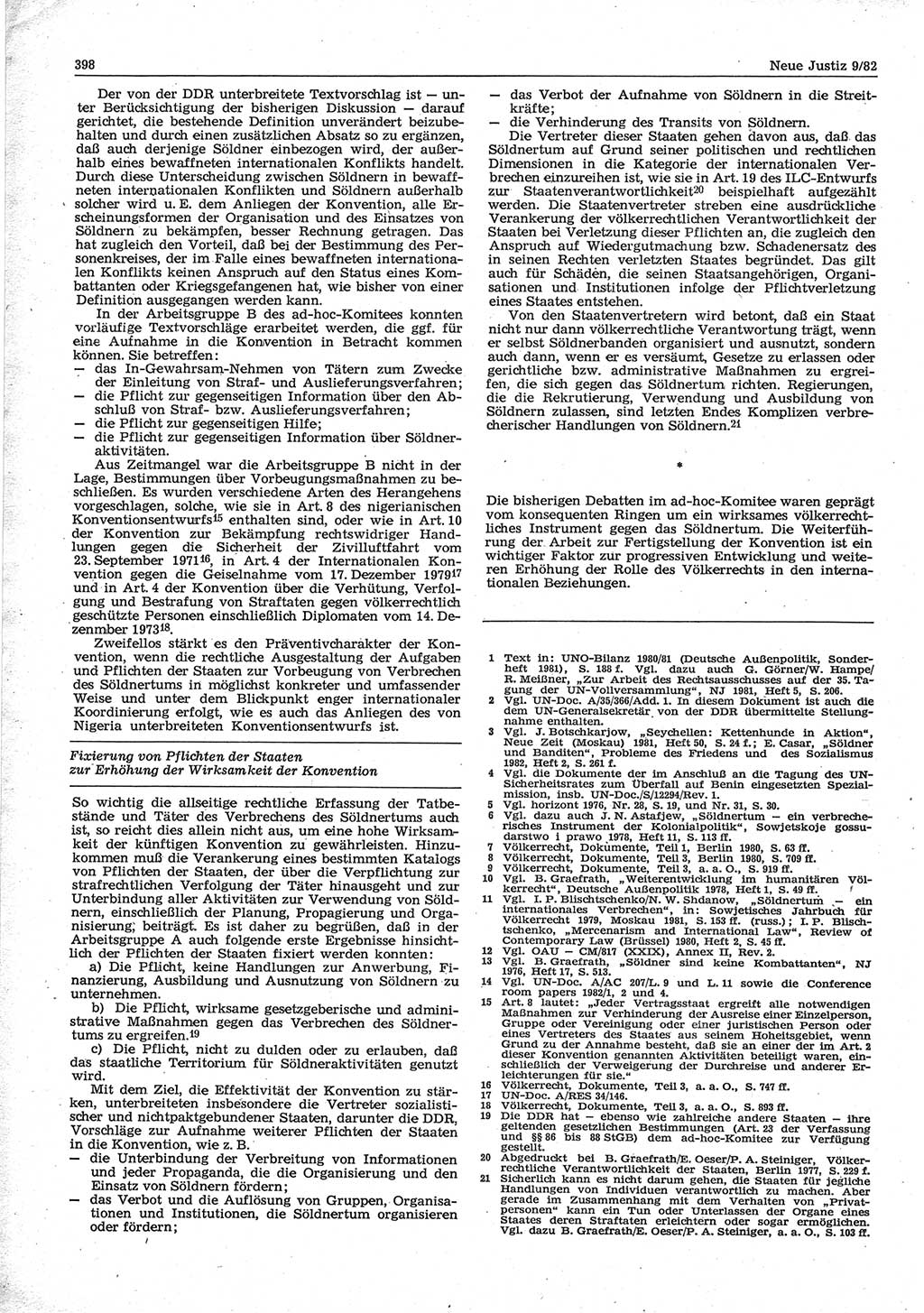 Neue Justiz (NJ), Zeitschrift für sozialistisches Recht und Gesetzlichkeit [Deutsche Demokratische Republik (DDR)], 36. Jahrgang 1982, Seite 398 (NJ DDR 1982, S. 398)