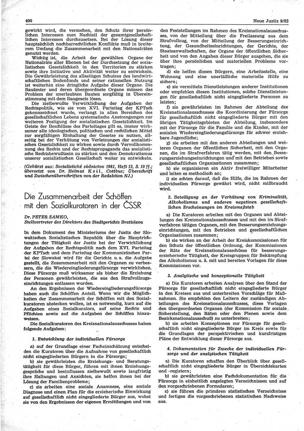 Neue Justiz (NJ), Zeitschrift für sozialistisches Recht und Gesetzlichkeit [Deutsche Demokratische Republik (DDR)], 36. Jahrgang 1982, Seite 400 (NJ DDR 1982, S. 400)