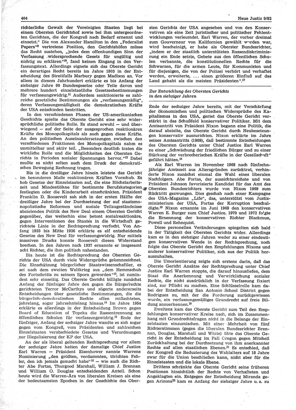 Neue Justiz (NJ), Zeitschrift für sozialistisches Recht und Gesetzlichkeit [Deutsche Demokratische Republik (DDR)], 36. Jahrgang 1982, Seite 404 (NJ DDR 1982, S. 404)