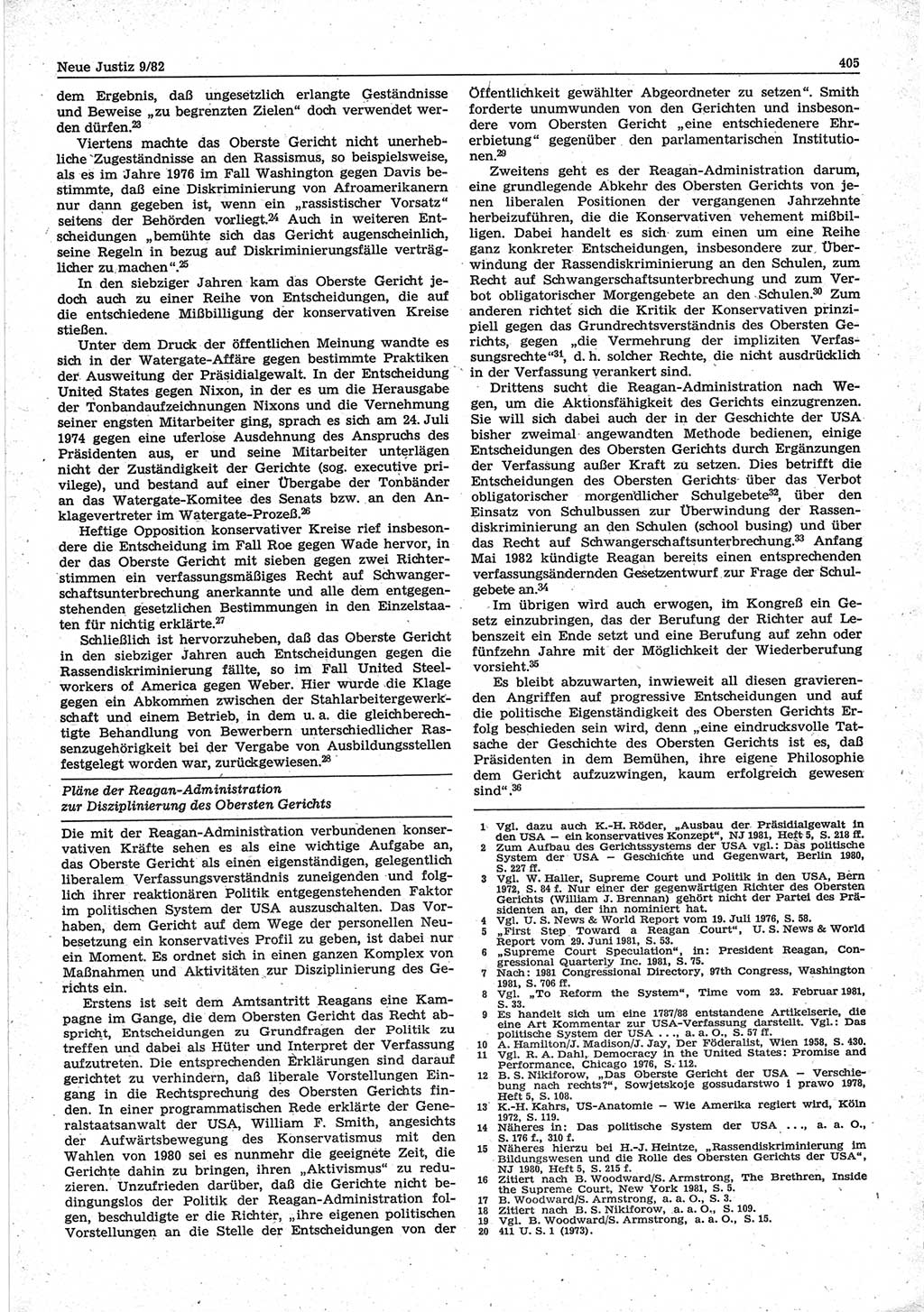 Neue Justiz (NJ), Zeitschrift für sozialistisches Recht und Gesetzlichkeit [Deutsche Demokratische Republik (DDR)], 36. Jahrgang 1982, Seite 405 (NJ DDR 1982, S. 405)