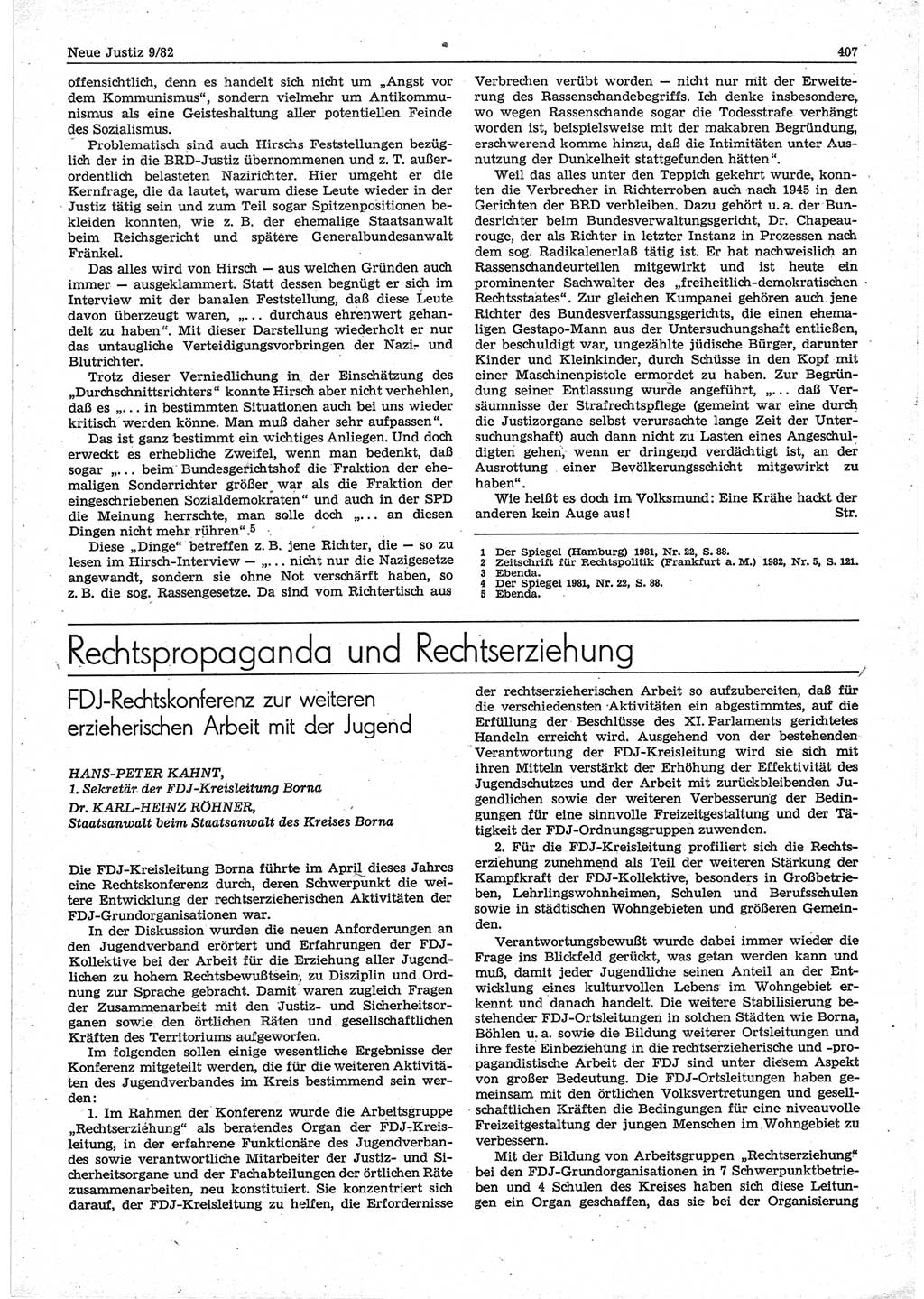Neue Justiz (NJ), Zeitschrift für sozialistisches Recht und Gesetzlichkeit [Deutsche Demokratische Republik (DDR)], 36. Jahrgang 1982, Seite 407 (NJ DDR 1982, S. 407)