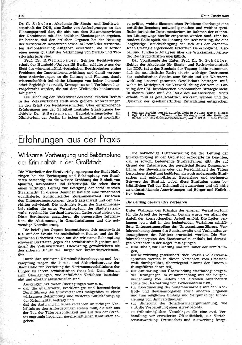 Neue Justiz (NJ), Zeitschrift für sozialistisches Recht und Gesetzlichkeit [Deutsche Demokratische Republik (DDR)], 36. Jahrgang 1982, Seite 414 (NJ DDR 1982, S. 414)